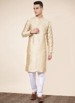 Heavy Jacqaurd Cream Festival Wear Pintex Work Readymade Kurta Pajama